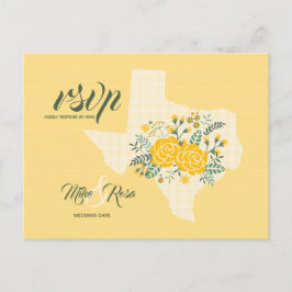 Yellow Rose of Texas - Gingham Staat Wedding RSVP Postkarte