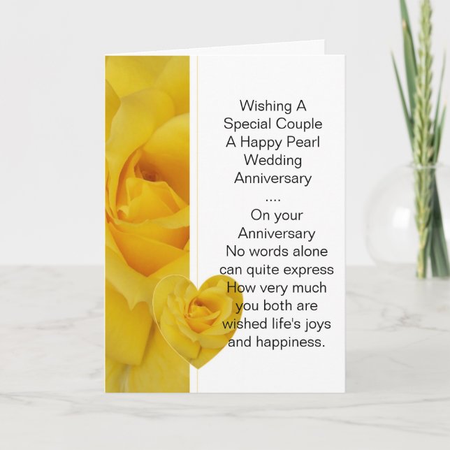 Yellow Rose Personalisiert 30. Hochzeitstag Karte (Vorderseite)