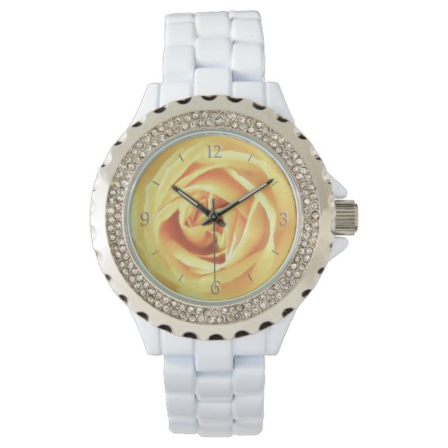 Yellow Rose Print Armbanduhr (Vorderseite)