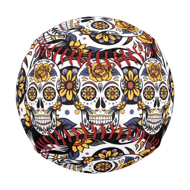 Yellow Rose Sugar Skull Baseball (Vorderseite)