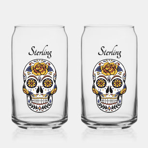 Yellow Rose Sugar Skull Custom Script Dosenglas