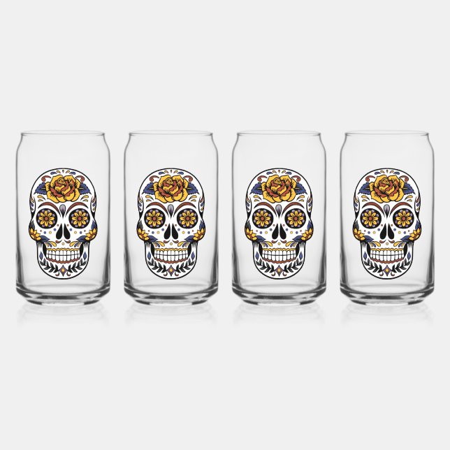 Yellow Rose Sugar Skull Dosenglas (Vorderseite)