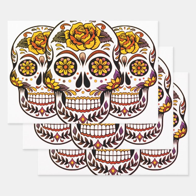 Yellow Rose Sugar Skull Geschenkpapier Set (Set)