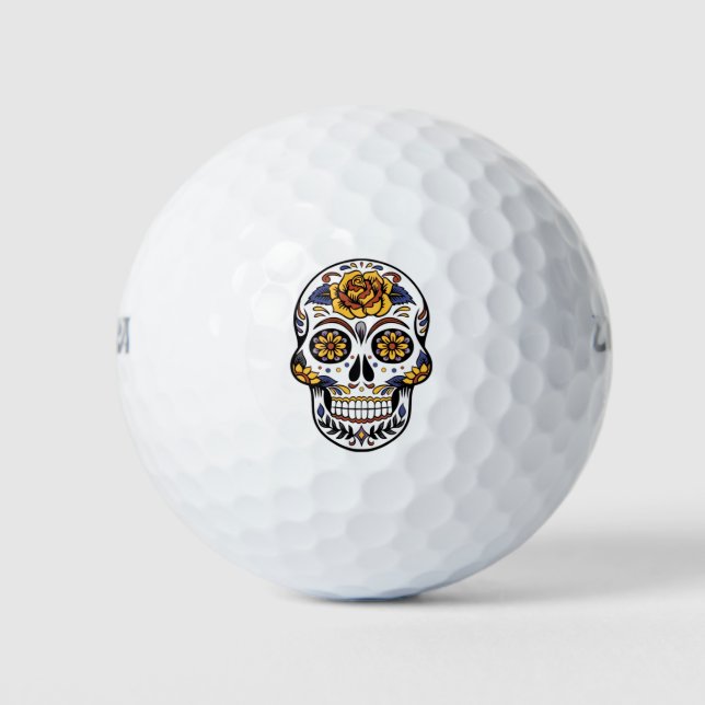 Yellow Rose Sugar Skull Golfball (Vorderseite)