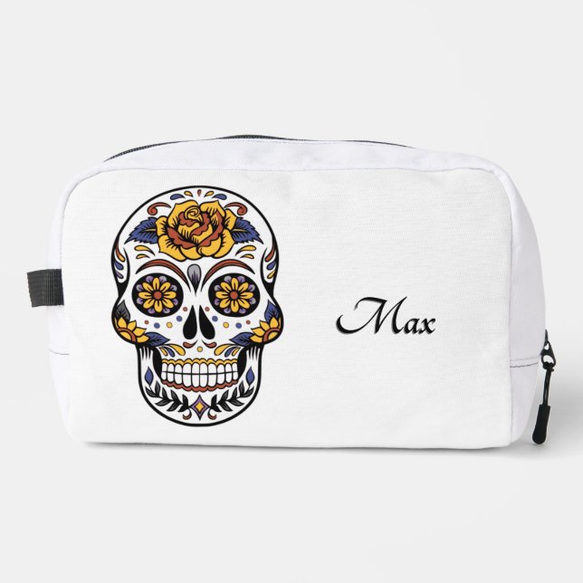 Yellow Rose Sugar Skull Persönlich Waschbeutel (Vorderseite)