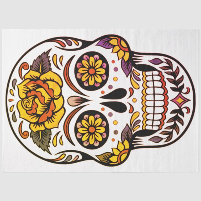Yellow Rose Sugar Skull Seidenpapier (Vorderseite)