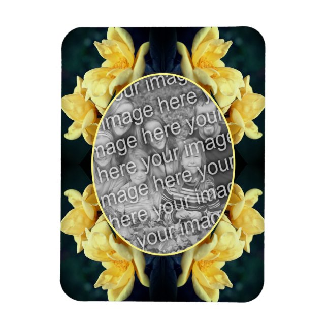 Yellow Rose Trias Rahmen kreieren Ihr eigenes Foto Magnet (Vertikal)