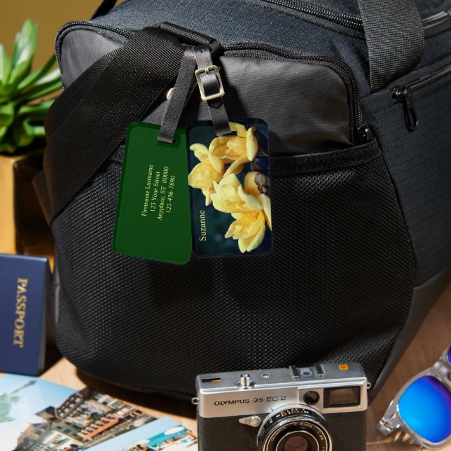 Yellow Rose Trio Personalisiert Gepäckanhänger (Vorderseite & Rückseite)