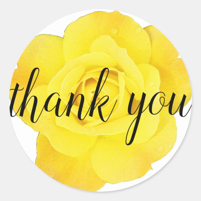 Yellow Rose Vielen Dank Blumenbriefe Cool Niedlich Runder Aufkleber (Vorderseite)