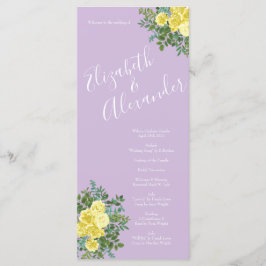 Yellow Rose Vintage Wedding Lila Menükarte