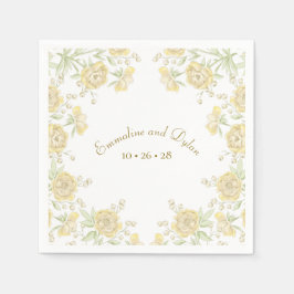 Yellow Rose Wedding Serviette