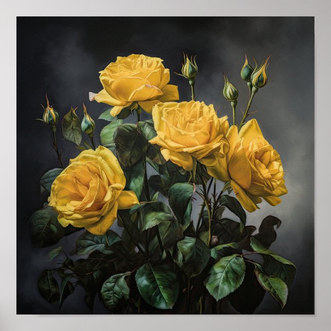 Yellow Roses Art Print Poster (Vorne)