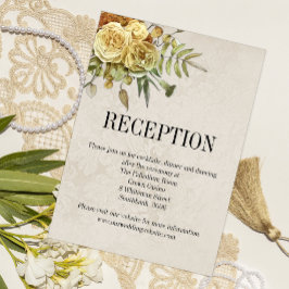 Yellow Roses Boho Chic Hochzeitsempfang Begleitkarte