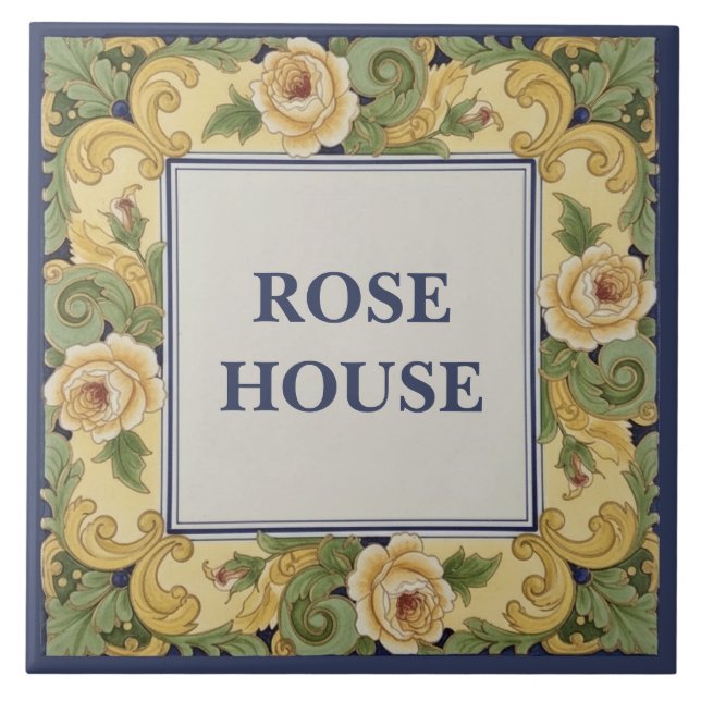 Yellow Roses Custom House Name Plate Sign Plaque Fliese (Vorderseite)