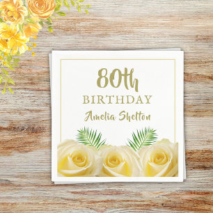 Yellow Roses Floral 80. Geburtstagsparty Serviette