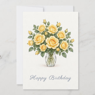 Yellow Roses Happy Birthday Mitteilungskarte