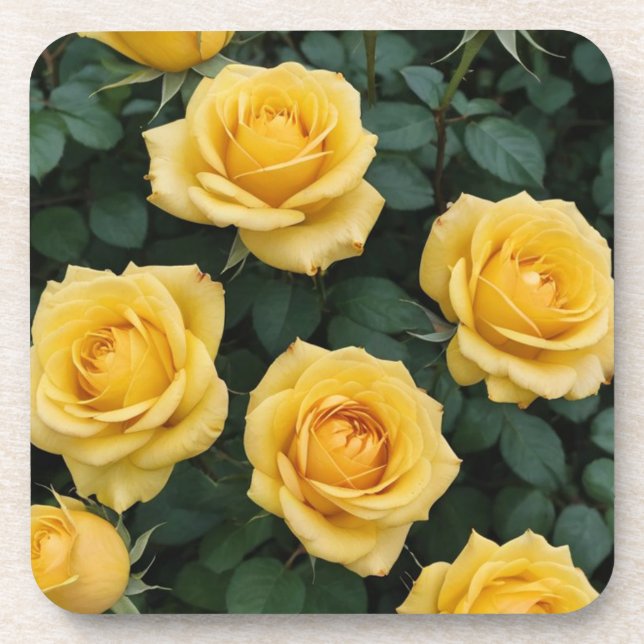 Yellow Roses Hard Plastic Coasters Getränkeuntersetzer (Vorderseite)