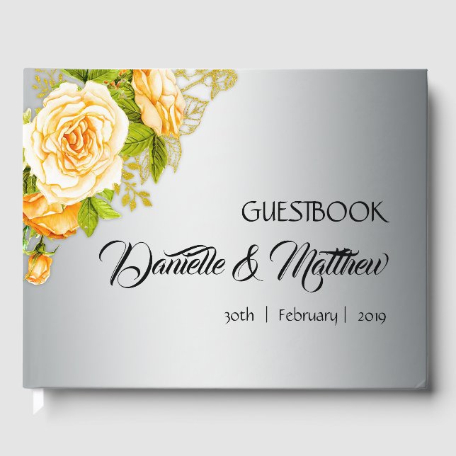 Yellow Roses und Silver Wedbook Gästebuch (Vorderseite)