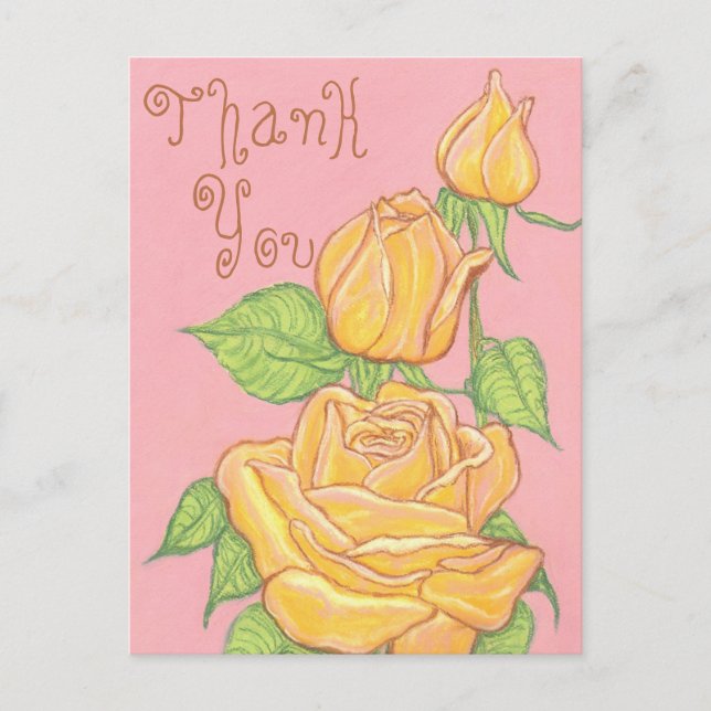 Yellow Roses Vielen Dank Postcard 2 Postkarte (Vorderseite)