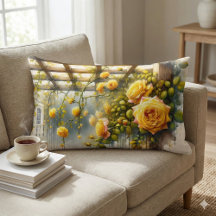 Yellow Roses Watercolor Garden