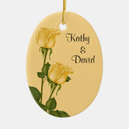 Yellow Roses Wedding Keramik Ornament
