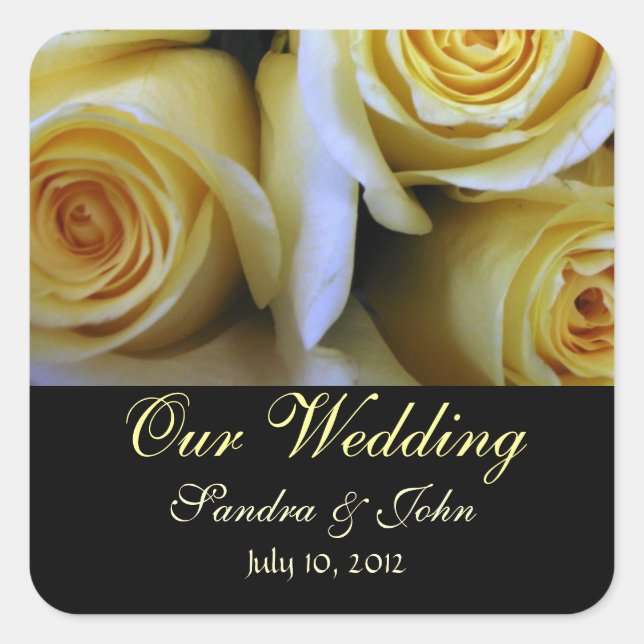 Yellow Roses Wedding Stickers (Vorderseite)