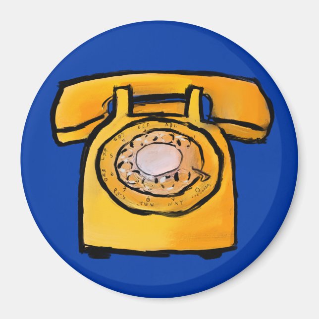Yellow Rotary Phone Magnet (Vorne)
