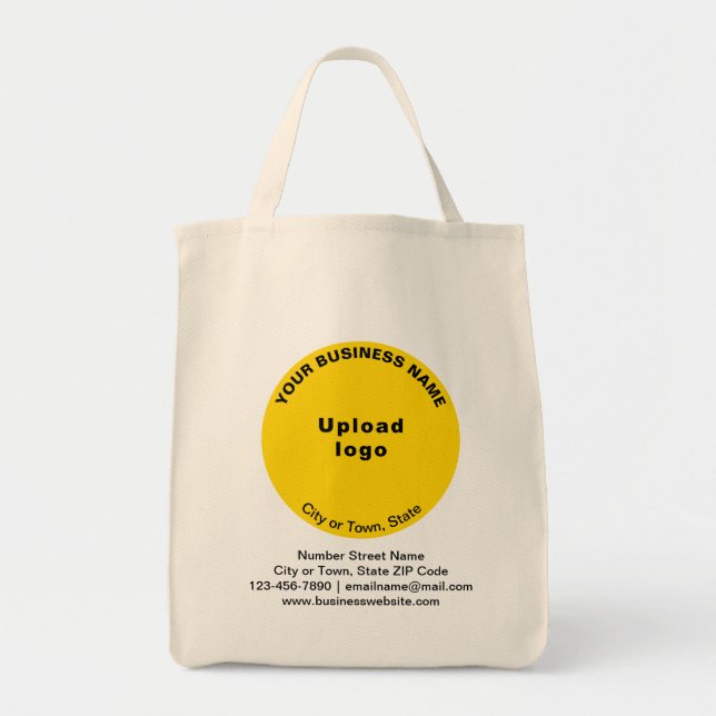 Yellow Round Shape Business-Marke für Lebensmittel Tragetasche (Vorne)