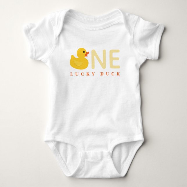 Yellow Rubber Duck Baby Bodysuit - One Lucky Duck Strampler (Vorderseite)