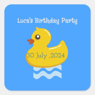 Yellow Rubber Duck Birthday Quadratischer Aufkleber