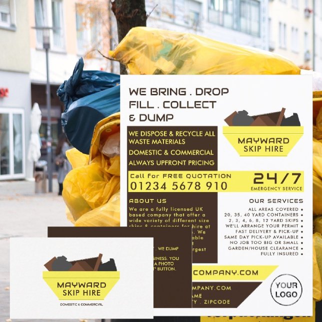 Yellow Rubbish Skidesign, Skip/Dumpster Company Flyer (Von Creator hochgeladen)
