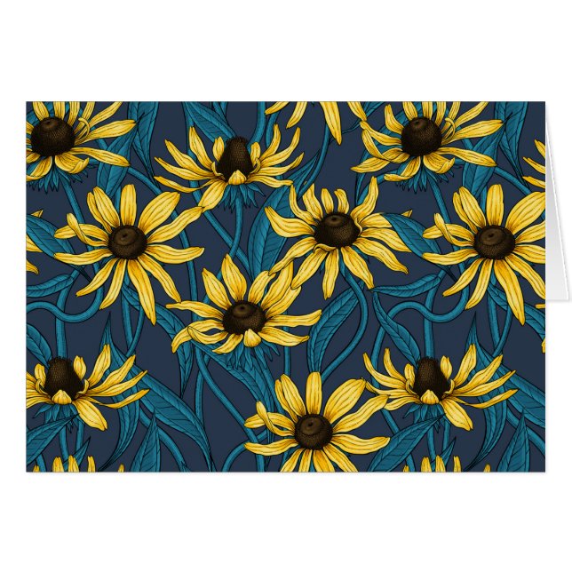 Yellow Rudbekia auf der Marine (Vorderseite (Horizontal))
