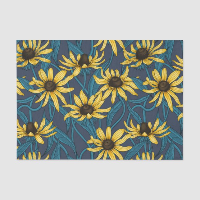 Yellow Rudbekia auf der Marine Seidenpapier (Vorderseite)
