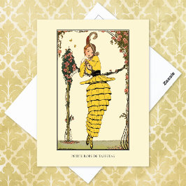 Yellow Ruffled Dress Wegener French Fashion Postkarte