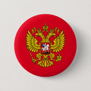 Yellow Russian Imperial Double Headed Eagle Emblem Button