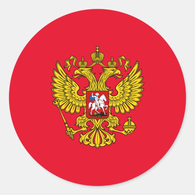 Yellow Russian Imperial Double Headed Eagle Emblem Runder Aufkleber (Vorderseite)