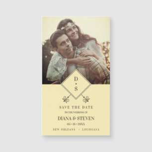 Yellow Rustic Boho Foto Verlobung Save the Date Magnetkarte