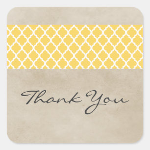 Yellow Rustic Quatrefolie Danke Stickers