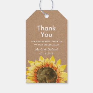 Yellow Rustic Sonnenblume Wedding Danke Geschenkanhänger