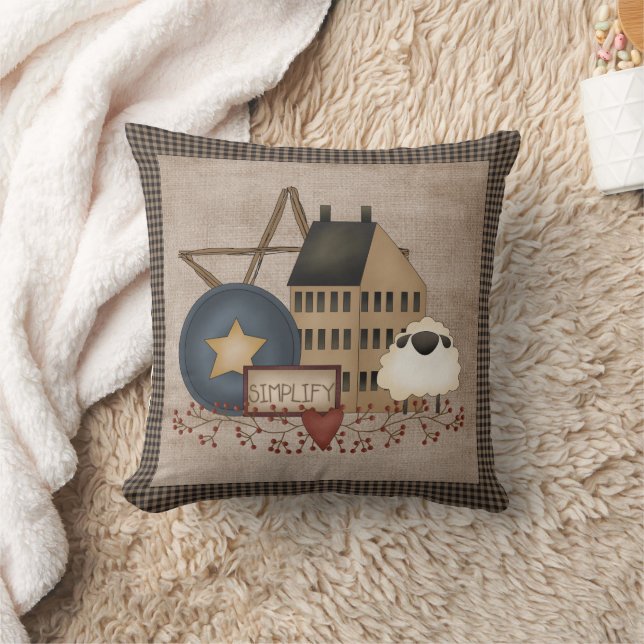 Yellow Saltbox House - Vereinfacht - Primitives La Kissen (Decke)