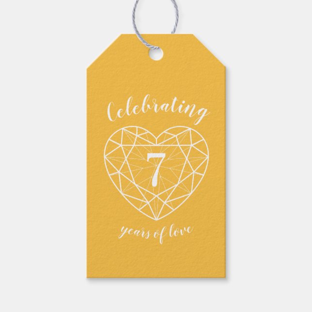 Yellow Sapphire 7. Hochzeitstag Herz Geschenkanhänger (Vorderseite)