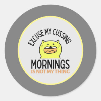 Yellow Sarcastic Funny Cat | Zazzle Runder Aufkleber