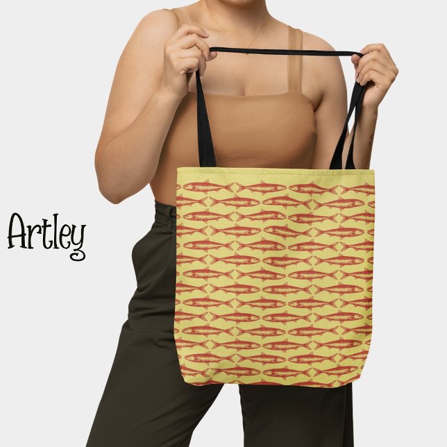 Yellow Sardine Art Pattern Fische Zeichnungen Tasche (Von Creator hochgeladen)