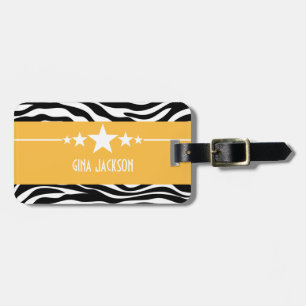 Yellow Sassy Star Zebra Gepäckmarke Gepäckanhänger