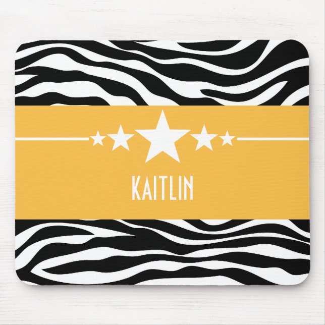 Yellow Sassy Star Zebra Mousepad (Vorne)