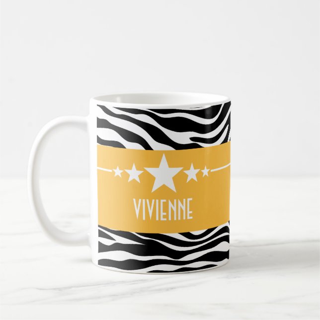 Yellow Sassy Star Zebra Tasse (Links)