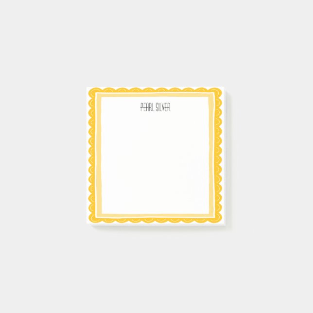 Yellow Scallop CUSTOM Chic Monogram Personalized Post-it Klebezettel (Vorderseite)