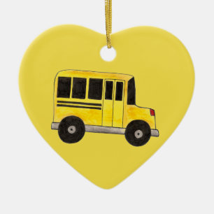 Yellow School Bus Driver Lehrerin Bildung Geschenk Keramikornament