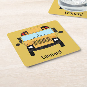 Yellow School Bus Driver und Teacher Gift Rechteckiger Pappuntersetzer