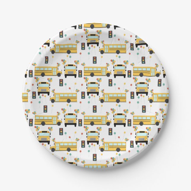 Yellow School Bus Kids Birthday Party Pappteller (Vorderseite)